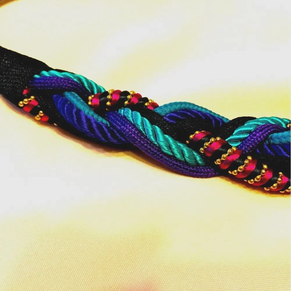 Vintage 1980s vivid multicolor women’s braided belt. OS